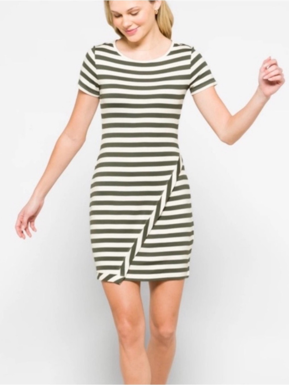 41 Hawthorn Olive Green Striped Wrap Dress